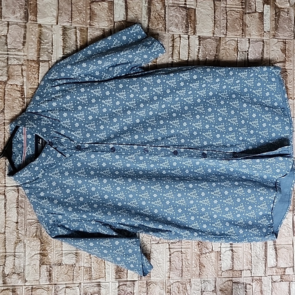 Monument Men's Blue Patterned Shirt